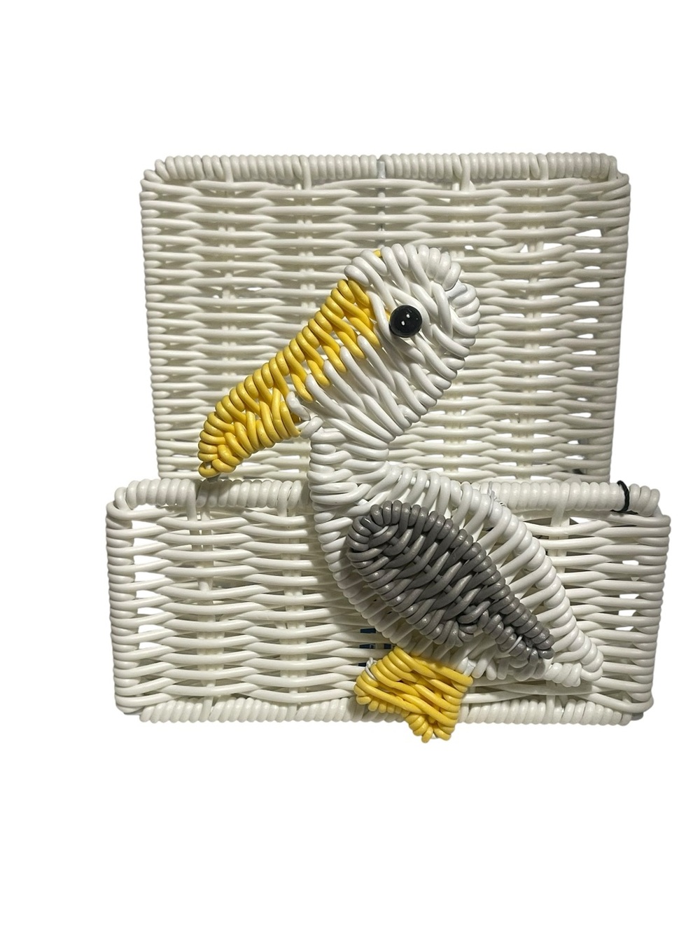 Pelican Wicker Style Napkin Holder | Coastal Beach House Kitchen Decor | NWT